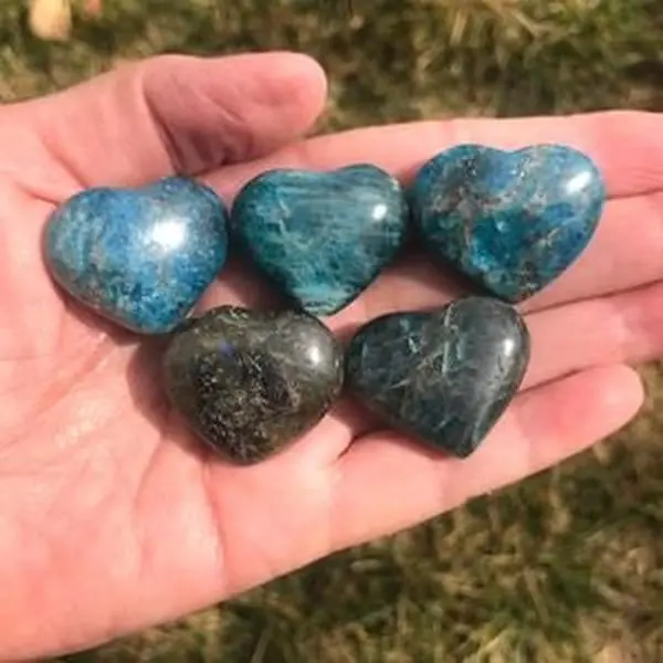 Blue Apatite Pocket Heart Crystal • Polished Heart for Clarity & Inspiration • Throat Chakra Stone • Crystal Gift • Healing Pocket Stone store gems high vibe crystals
