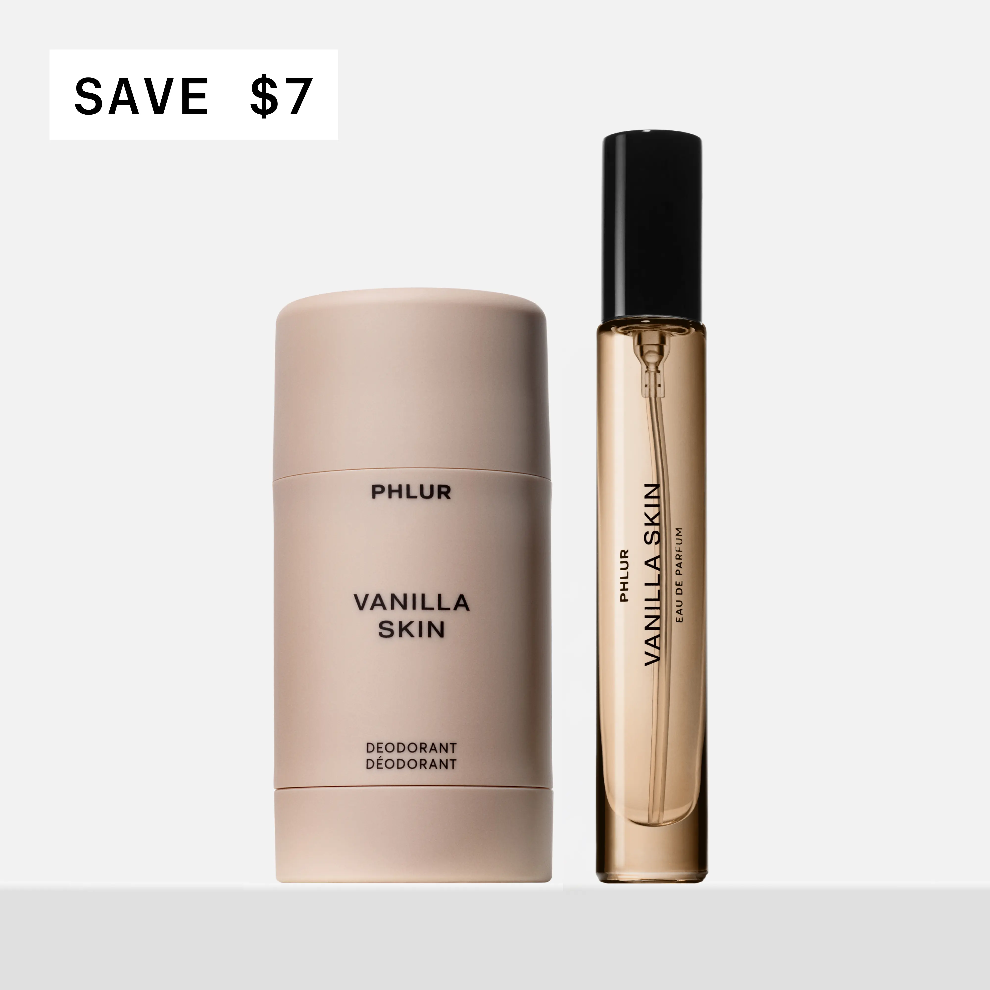 PHLUR Vanilla Skin Layering Duo - Natural Deodorant + Eau de Parfum Set - 48-Hour Odor Protection, Aluminum Free