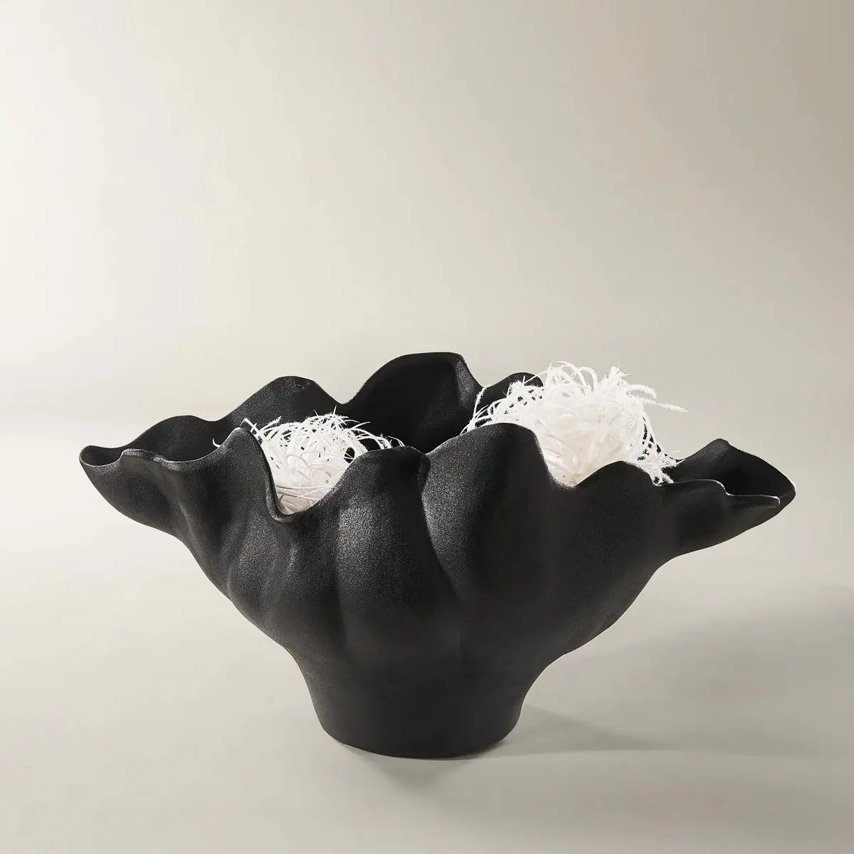 Z Gallerie Ebba Black Matte Porcelain Chic Bowl - Decorative Ornamental Matte Ceramic Organic Shaped Sundae Tableware, Chic Bowls, Decorative Ornamental Bowls