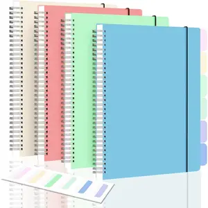 Spiral Notebook, College Ruled Notebook Journal, 8.5" x 11" Lined Paper Journal Notebook, A4 Large Subject Notebook for Work, School, Notes, 560 Pages, 24pcs Index Tabs, Assorted Pastel Notebook