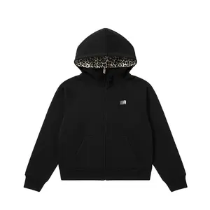 FDR Cropped High Neck Hoodie for Women Leopard Print Big Hood Sweatshirt, Soft Fleece Lined Fabric, Slightly Oversized Relaxed Fit, Cozy Basic Pullover for Everyday Casual Wear, Streetwear & Layering summerwins
