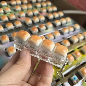 Caramel Bread Design Fidget Keychain DIY Keyboard Keys Button Button Keycap Keychain Relief Stress Steamed Bread Pinch Adult