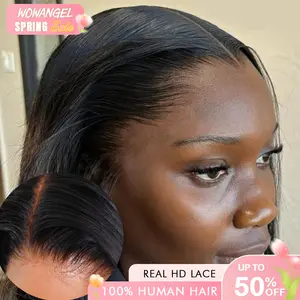 WOWANGEL 5x5 HD Lace Closure Bob Wig Straight Body Wave 100% Human Hair 180% 250% Density Pre-Plucked Natural Hairline Human Hair Wig for Parties & Weddings