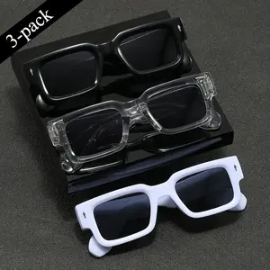 3PCS Unisex Small Square Eyeglasses, Lightweight Plastic Frames, Anti Reflective Lenses, Multi-color Option, Sleek Fashion Eyewear for Driving, Outdoor & Daily Casual Wear