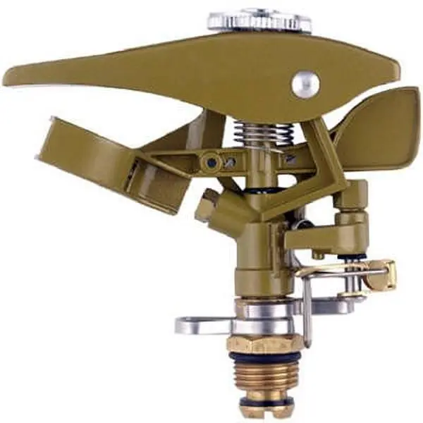 Fiskars 581795 Green Thumb Outdoor Metal Impulse Sprinkler Head, Brass Zinc Construction, Full-Partial Coverage, Single Unit