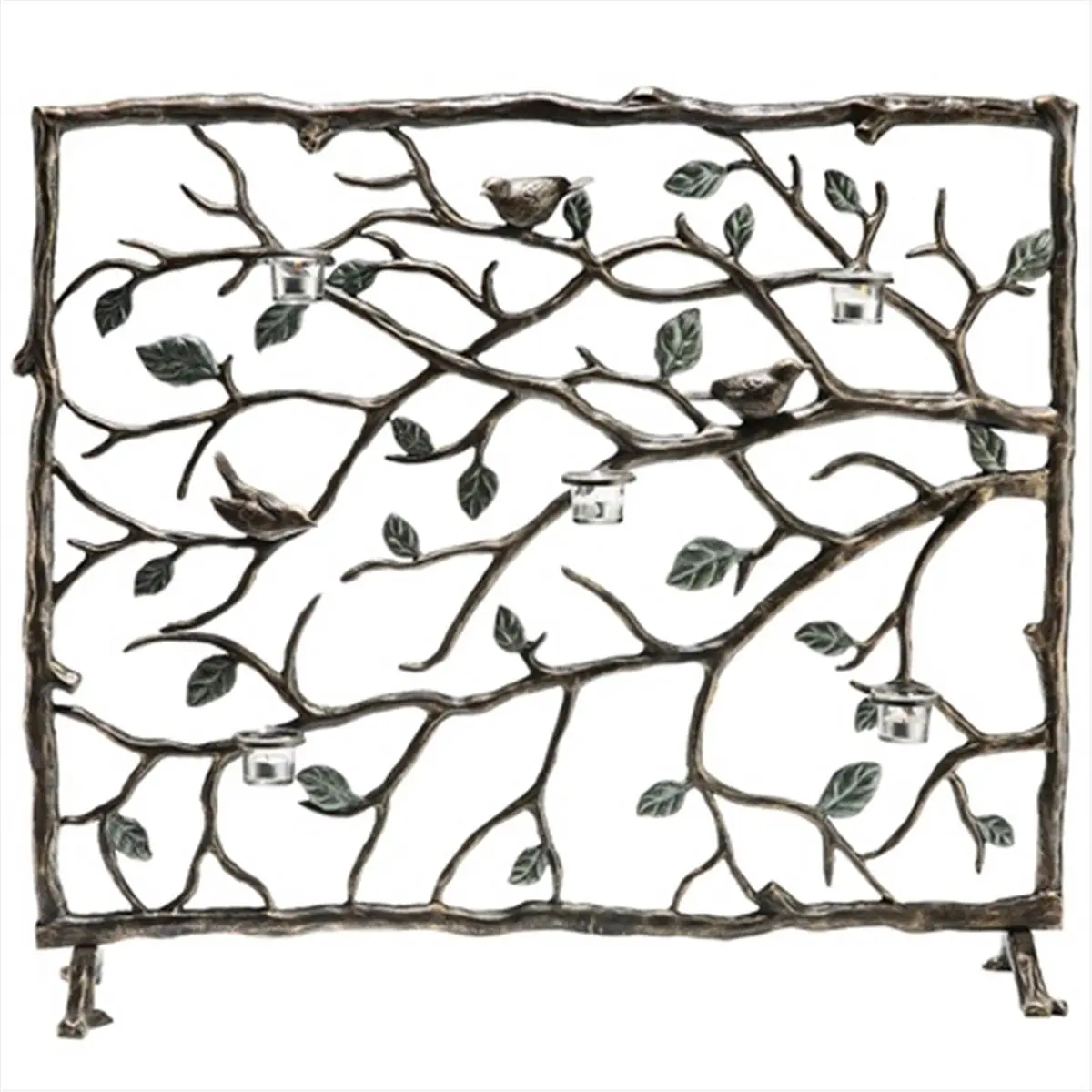 212 MAIN Metal Iron Bird Ornaments Firescreen - Fireplace Decor, Candle-Compatible Home Decoration