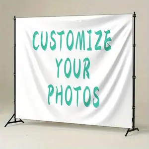 1pc Customizable Photo Backdrop Banner - Personalized Text Polyester Fabric 90.5x70.8 Inch for Weddings, Graduations, Holiday Parties, Home Decor & Studio Props - Durable Reusable Party Wall Decoration, Event Decoration, Festive Ornament, Easy Installatio