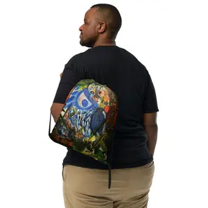 Vibrant Print Drawstring Bag - Sporty Style Backpack with Drawstring Closure & Narrow Shoulder Straps - 100% Polyester - 15" x 17" - 33 lbs Max Weight - Sustainable Choice