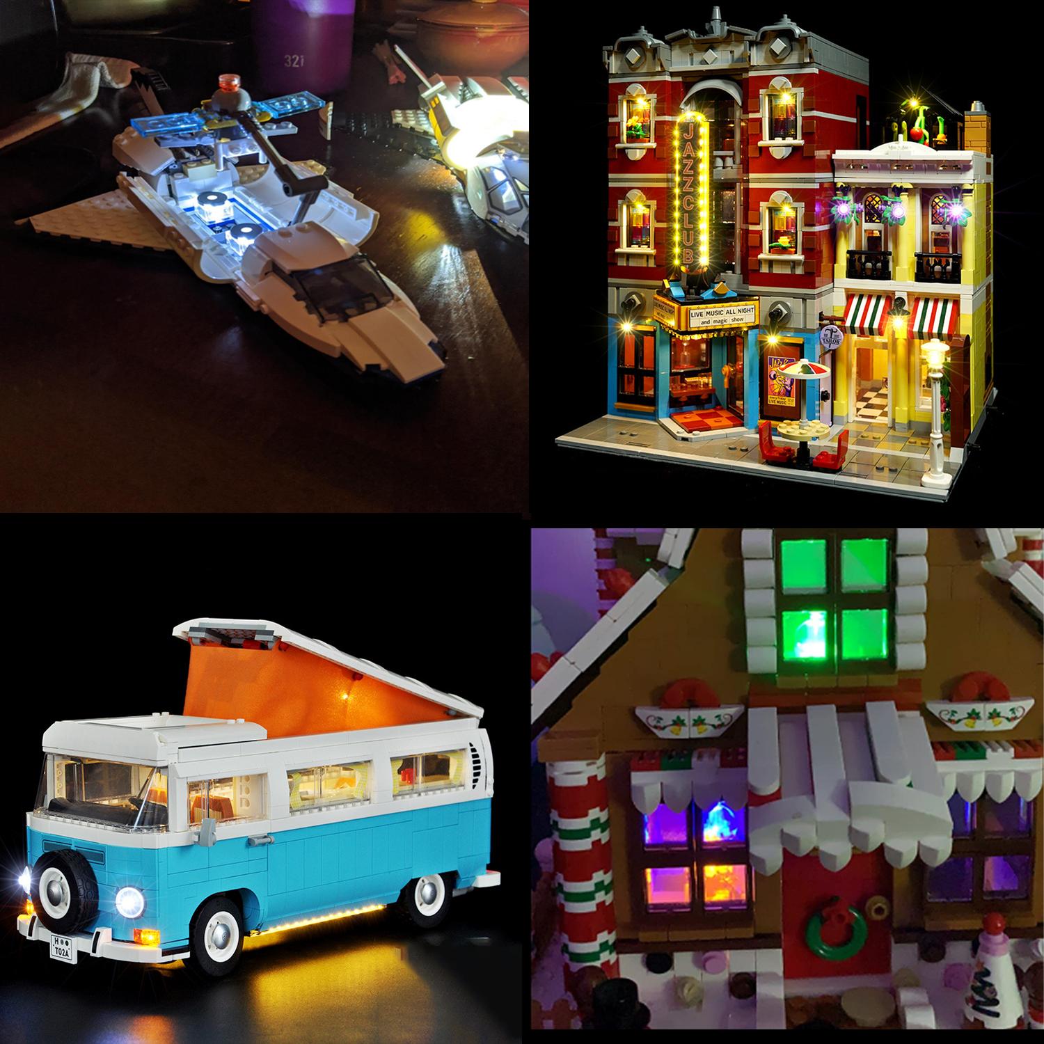 LYBMTWFLED Building Block Lighting Accessory Set — Classic Transparent Blocks, Battery-Powered