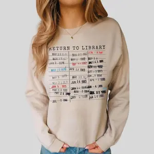 Return to Library Shirt, Vintage Library Card Book Due Date Sweatshirt, Bookish Gift for Her Him Reader Author Librarian English Teacher