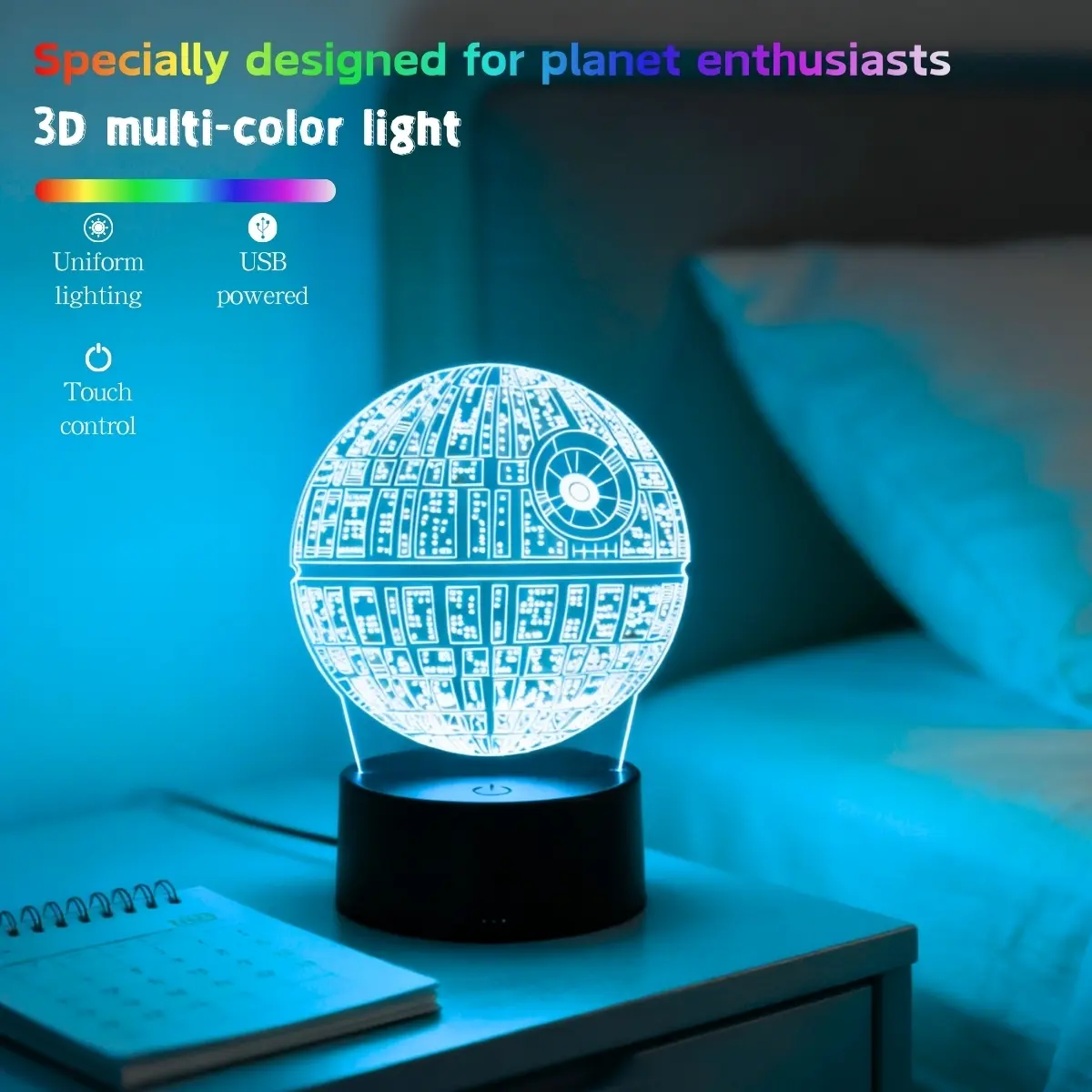 Colorful Touch Switch Night Light with USB Battery, Game Room Decor, Creative Bedside Lamp, Birthday Gift for Friends and Family, Creative Led Lighting, Decorative Atmosphere Lamp, Dimmable Nightlight, Illuminated Night Light