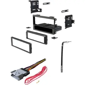 Single Din Car Stereo Radio Install Dash Kit, Wire Harness, and Antenna Adapter Made for Some GM Chevrolet: 2003-2006 Silverado, Tahoe, Suburban etc. - No Premium Bose