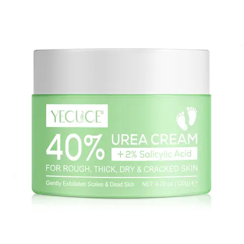Yecuce 40% Urea Intensive Foot Care Cream with 2% Salicylic Acid - Hydrate, Moisture, Repairing, Hyaluronic Acid, Aloe Vera, 4.23 oz Intensive Hand Moisturizer, Dry Skin Relief