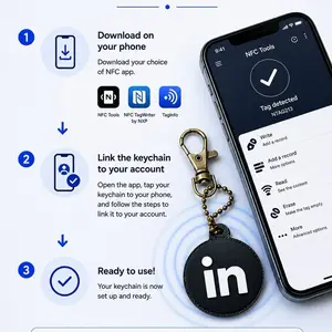 NFC Smart Keychain - Custom Handmade Keychain with Design, Compact for Shopping Use, Personalized NFC Tag for Business, Anniversary Gifting