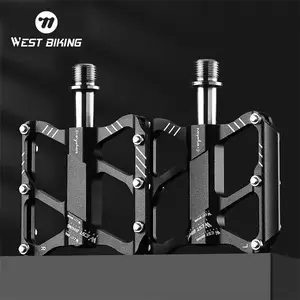 WEST BIKING Bicycle Pedal. Electric Bicycle Pedals，Cycling Road MTB Mountain 6061 Titanium Shaft Aluminum Folding Bike Bearing Pedals
