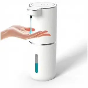 Automatic Foam Soap Dispenser Touchless USB Rechargeable Wall Mounted Adjustable Foam Levels 12.8oz Large Capacity for Bathroom Kitchen Hotel Restaurant Non Contact Smart Sensor Liquid Soap Machine