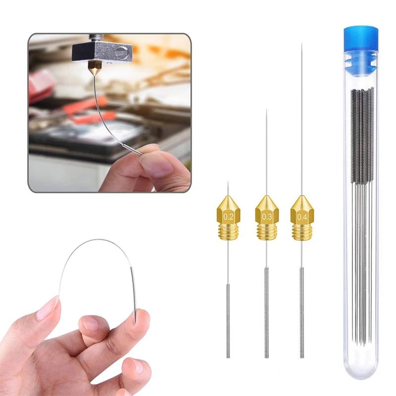 Printer Nozzle Cleaning Kit 0.2/0.3/0.4/0.5/0.6/0.8/1.0mm Stainless Steel Nozzle Cleaning Needles 3D Printer Nozzle