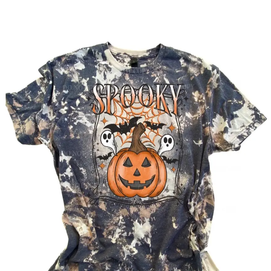 Spooky Bleached Tee Shirt Soft Style Gildan Poly Cotton Blend Unisex shirt sleeve Graphic