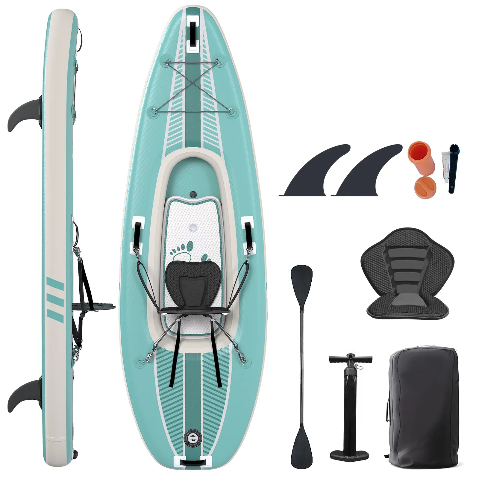 Bezliving 1-Person Inflatable Kayak with Drop-Stitch Floor, Lightweight, Portable, Durable Solo Kayak for Fishing, Touring, and Recreational Paddling, Blue (HIN Included)
