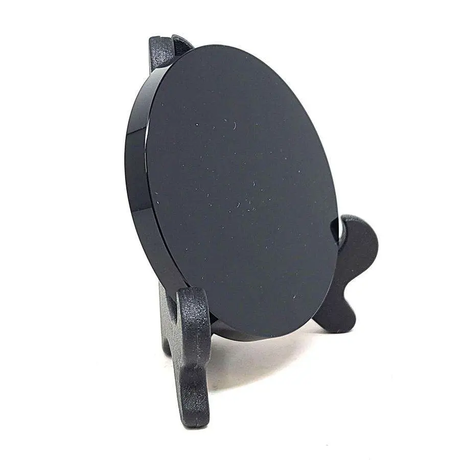 Black Obsidian Scrying Mirror with Stand 6cm — Polished Divination Tool