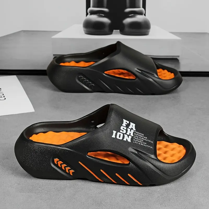 Men's EVA Slide Sandals - Footwear with Comfort Cushioned Massage Footbed, Non-Slip Waterproof Sole, Lightweight Soft Design for Indoor Summer Beach Use