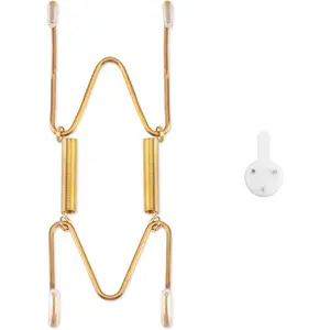 Plate Hangers for The Wall, Suitable for 4-5 inch Decorative Plate, Stainless Steel Wire Plate Holder with Wall Hooks and Rubber tip Protectors, Plate Hangers for Displaying Plates, Platter, Gold