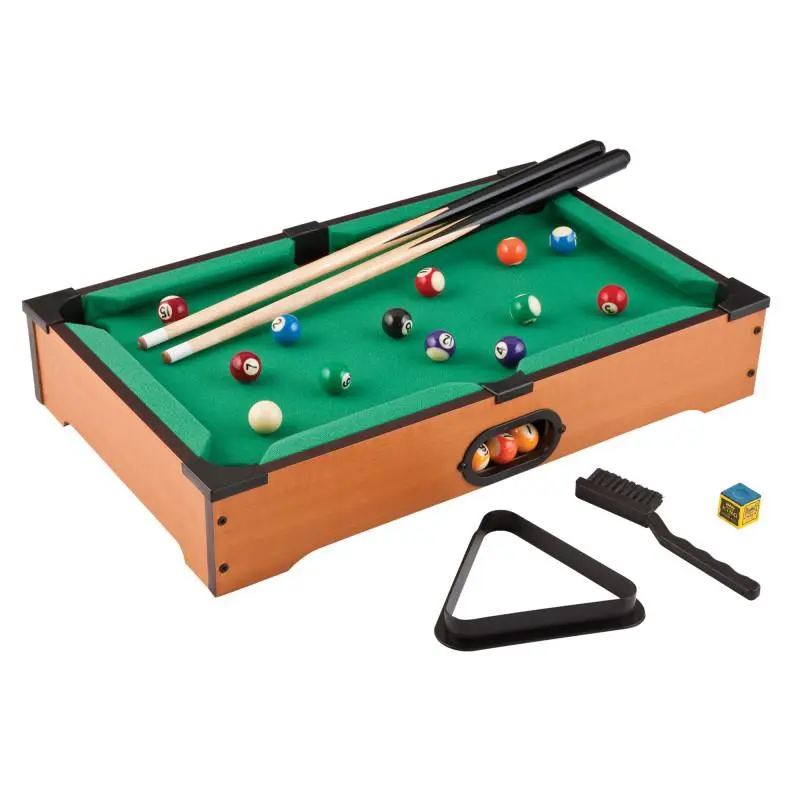 MAINSTREET CLASSICS Miniature Compact Tabletop Billiards Game Set - Portable Pool Table with Automatic Ball Return, Cue Sticks, Chalk, Complete Accessories, Fits Small Spaces, Ideal for Parties (Yes to Easy Setup & Storage)