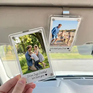 Gift for Him Custom Photo Car Visor Clip, Personalized Acrylic Car Picture Frame, Drive Safe Keepsake Anniversary Gift for Him