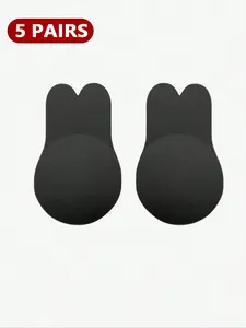 Reusable Rabbit Ear Design Nipple Cover, 5 Pairs Self Adhesive Invisible Nipple Cover, Women's Underwear Lingerie Accessories for Daily Wear