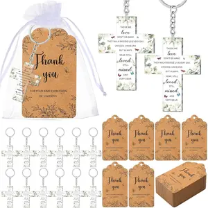 60 Set Funeral Favors Celebration of Life Acrylic Keychains for Funeral Memorial Party Guest Return Gifts(Cross)