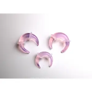 Pink Opalite Pinchers – Ears or Septum - Iridescent Glass Gauge 4mm–7mm