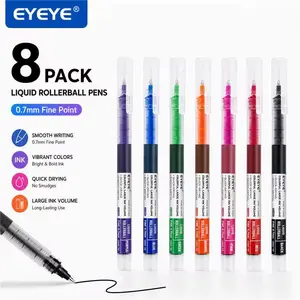 EYEYE T1155C Multicolor Rollerball Pens Set, 8 Assorted Colors, 0.5-1.0mm Tip Sizes, Quick-Dry Ink, Smooth Writing, Ideal for Office & Journaling summerwins,summerwins Rainbow Pens Doodle Pen