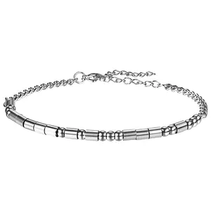 OIDEA Beaded Bracelet - Unisex Romantic Morse Code Jewelry with "I Love You" Secret Text, Silver-Tone Stainless Steel Adjustable Cuff, Romantic Gift for Boyfriend (Boyfriend Gift Ideas for Couples)