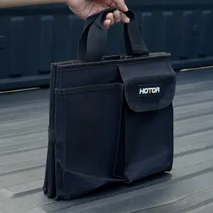 Foldable Car Trunk Storage Organizer Black with 2 Compartments, Durable Collapsible Car Storage Box for SUV, Truck and Sedan, Large Capacity Trunk Organizer for Groceries, Sports Gear and Tools, Portable Auto Storage Bag for Travel Use