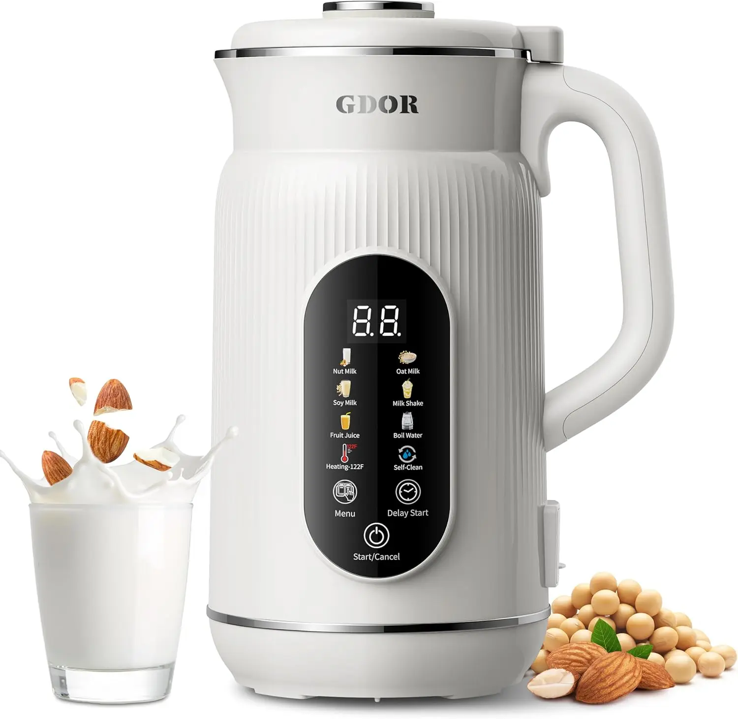 GDOR 42oz Smart Nut Milk Maker, 9-in-1 Plant Milk Machine for Almond, Oat, Soy, Juice & Smoothie, Large Touch Display Blender with Keep Warm, Boil Water, 12H Delay and Self-Cleaning,home essentials tiktokshopbacktoschool