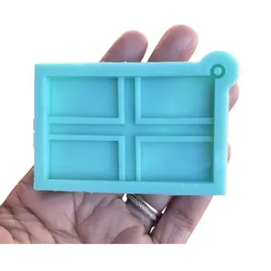 Dominican Republic Bandera Silicone Mold for Keychains - Transparent UV Resin Food Grade Rectangle 3x2 Inches Craft Tool