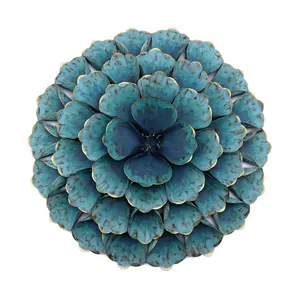LuxenHome 23.5" Round Teal Blue Flower Metal Wall Decor