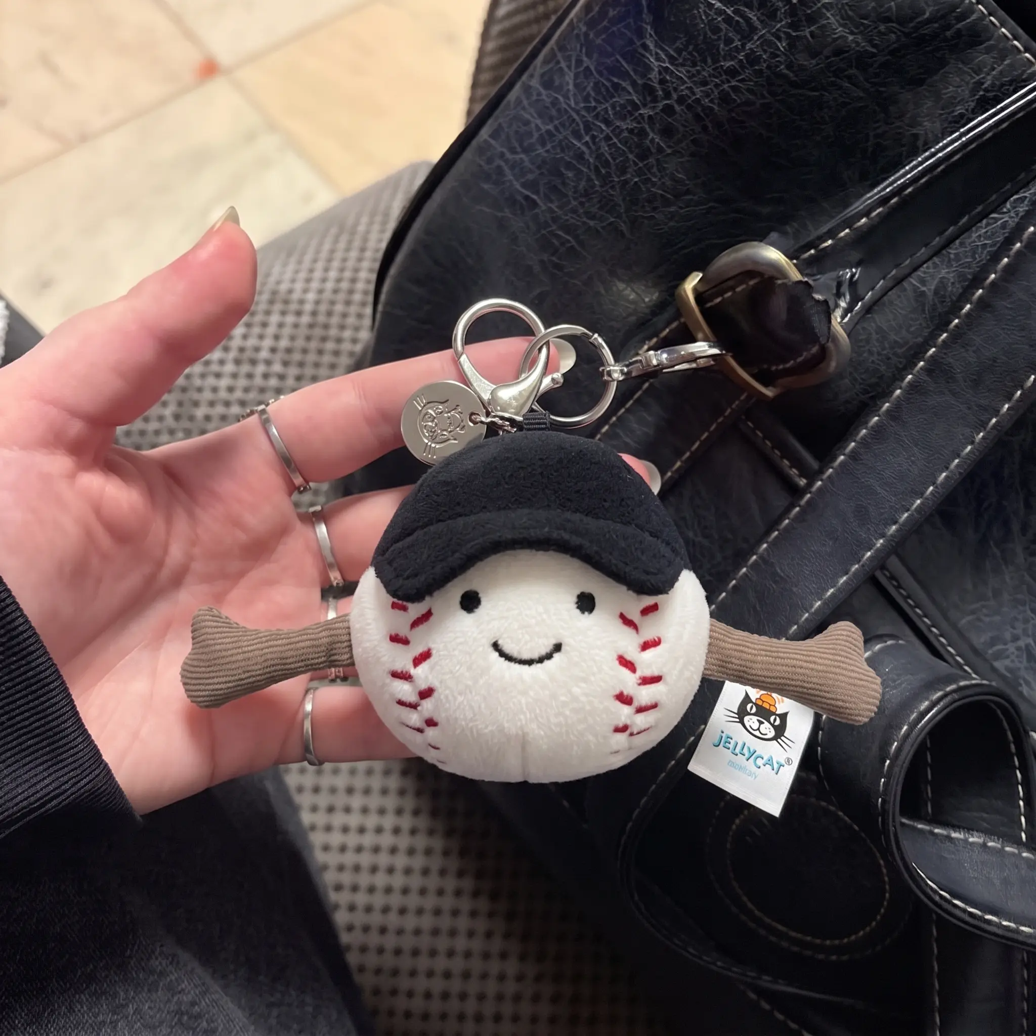 Jellycat Ball Bag Charm, Baseball Plush Keychain, Cute Soft Bag Accessory Dangle, Adorable Sporty Gift for Her, Bag Charm