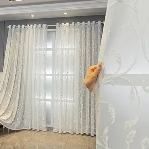 1pc Elegant White Vine Embroidery Sheer Curtains Rod Pocket Light Filtering Drapes For Luxury Modern Home Decor Window Curtain 2026
