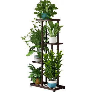 Sturdy 4 Tier Metal Plant Stand Indoor Outdoor 5 Potted Multi-layer Flower Pot Holder Shelf Planter Display Shelving Unit for Patio Garden Corner Balcony