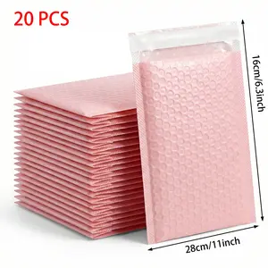 20 Large Bubble Envelopes, Reusable Padded Envelopes, Ideal for Shipping, Bulk Purchase, Small Business Mail and Packaging (Pink)