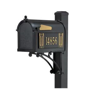 Whitehall Frank Lloyd Wright Tree of Life Superior Mailbox Package, Capitol Mailbox with Superior Post & Personalized Side Plaques, Outdoor Post Mount Mailbox System