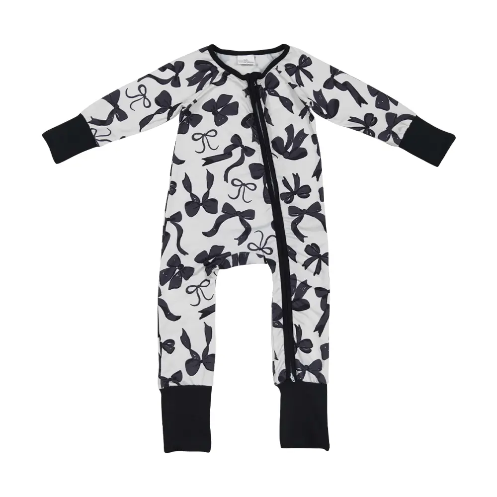 Girls' Soft Cotton Fitted Long-Sleeve Crew Neck Infant Sleepwear - Double Zipper, Soft Breathable All-Season Sleep Suit for 0-2 Years Kids, Baby Clothing