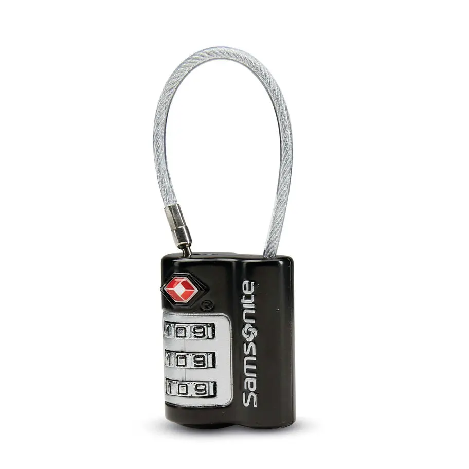 Samsonite 3 Dial Travel Combination Cable Lock - Black
