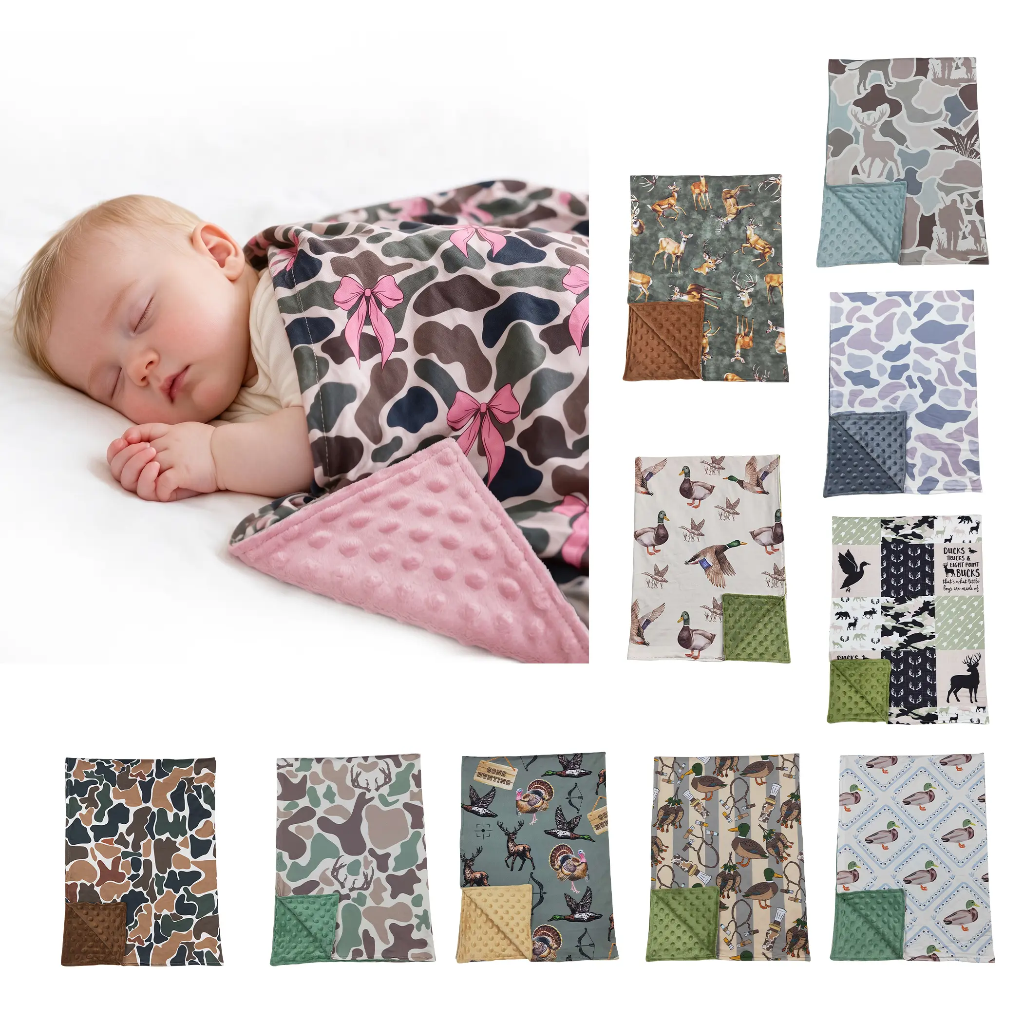 Hunting camo printed blankets baby kids blanket Hunting camo printed blankets baby kids blanket