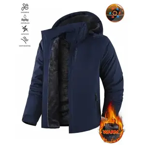Men's Winter Ski Jacket Warm Fleece Lined Waterproof Windproof Hooded Insulated Outdoor Jacket Thickened Sports Hiking Running Camping Fishing Climbing Travel Snowboarding Casual Windproof Coat with Warm Fleece Lining（gift）