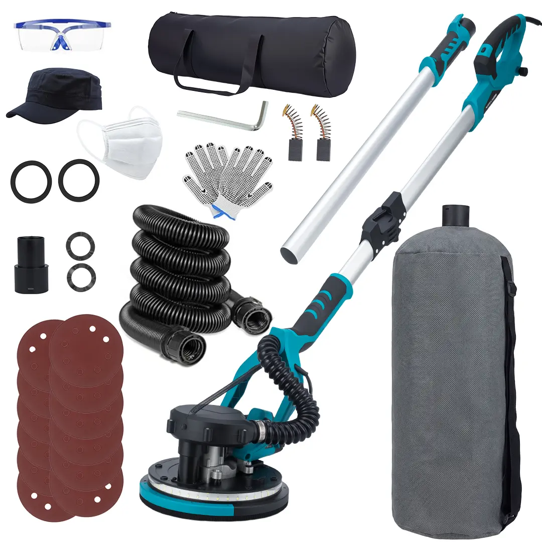 Handheld Drywall Sander with Self-suction Dust Collection System, Adjustable Speed Electric Wall Polisher for Ceiling Drywall Plaster Sanding, Lightweight Ergonomic Grip Home Construction Renovation Tool