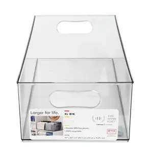 Everything XL Storage Bin Clear Plastic Stackable Organizer, 10" x 20" x 6"