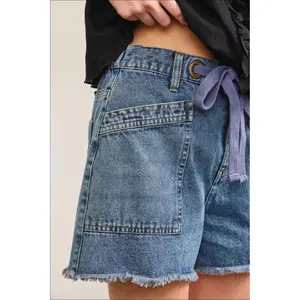 Denim Shorts Medium Wash Cargo Style