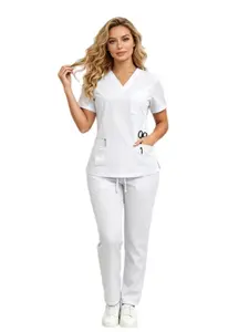 Solid Color Women Medical Scrub Suit Straight Pants Doctor Nurse Operating Room Work Uniform